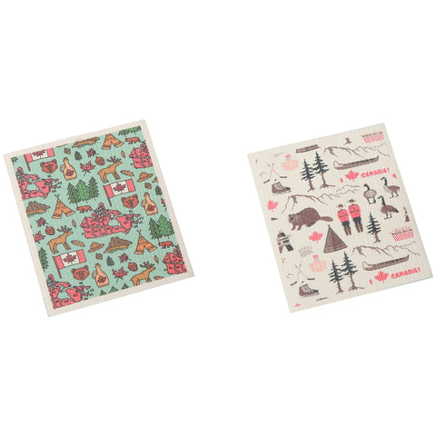 Swedish Dish Cloth Set Of 2 Canadiana Assorted  ES-1016AB