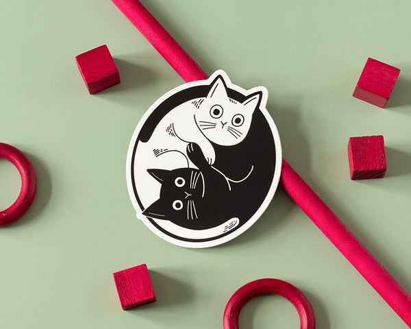 Yin Yang Cat Vinyl Sticker - cool cute cat