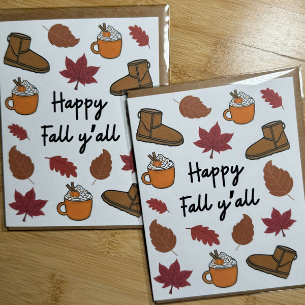 Happy Fall Y'all Greeting Card by A Spoonful of Becky Designs