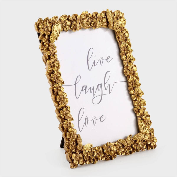 Gold Resin 3D Bfly Photo Frame,4x6