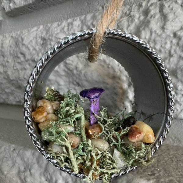 Ring Mushroom Ornament - purple small top mushroom