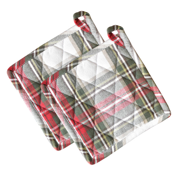 Fabstyles Christmas Celebration Plaid Potholders (Set of 2)