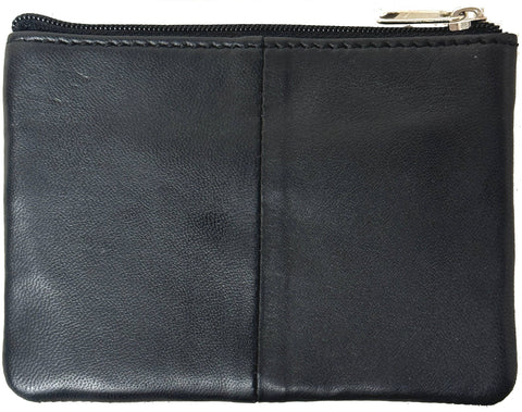 Genuine Leather Zipper Unisex Change Purse