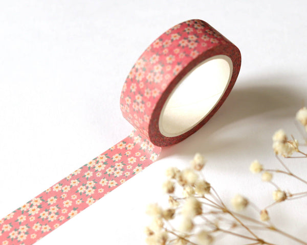Blush Pink Floral Washi Tape - 15mm x 10m