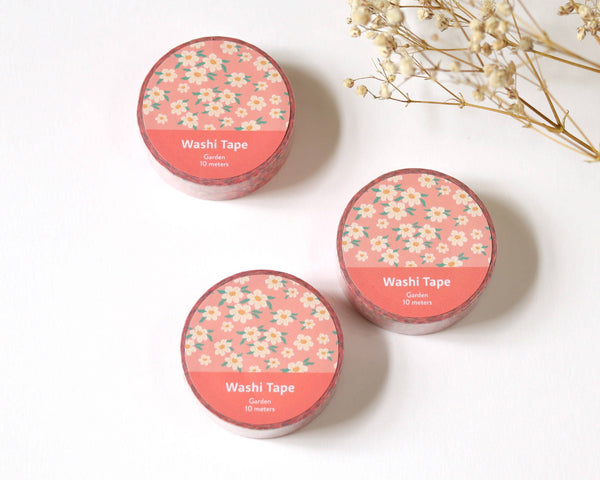 Blush Pink Floral Washi Tape - 15mm x 10m