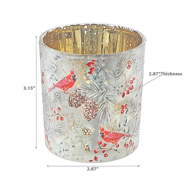 Glass Candle Holder Cardinal Small