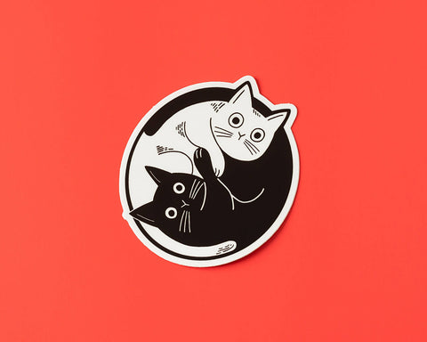 Yin Yang Cat Vinyl Sticker - cool cute cat