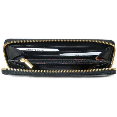 Genuine Cowhide Leather Ladies RFID Zip-Around Wallet