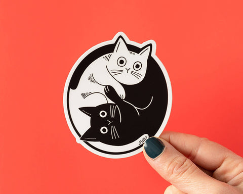 Yin Yang Cat Vinyl Sticker - cool cute cat