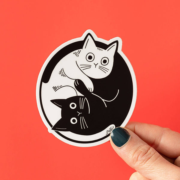 Yin Yang Cat Vinyl Sticker - cool cute cat