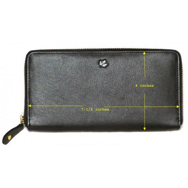 Genuine Cowhide Leather Ladies RFID Zip-Around Wallet