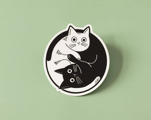 Yin Yang Cat Vinyl Sticker - cool cute cat