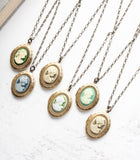Cameo Necklace | Photo Locket Necklace | Aqua Lady Cameo 