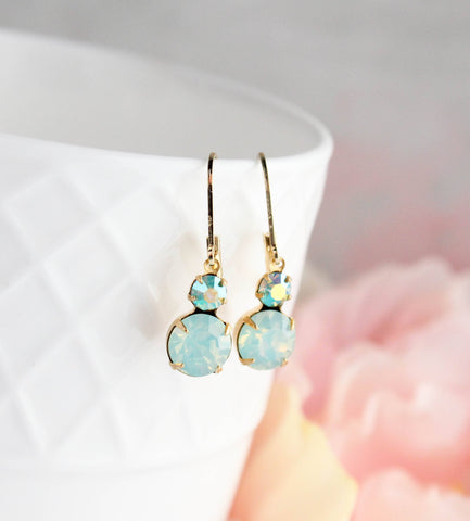 Small Earrings | Chrysolite Opal Glass   | Mint Earrings
