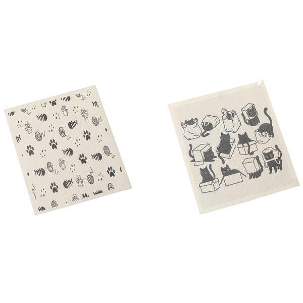 Swedish Dish Cloth Set Of 2 Mischief Cats Assorted
