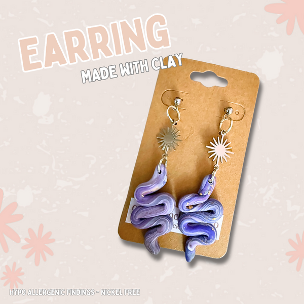 Purple Snake Starburst Clay Earrings