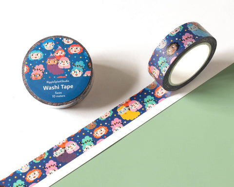 Colorful Faces Washi Tape - 15mm x 10m