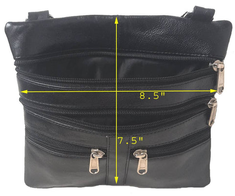 Genuine Lambskin Leather Women's Cross Body Bag BLACK