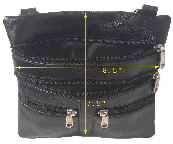 Genuine Lambskin Leather Women's Cross Body Bag BLACK