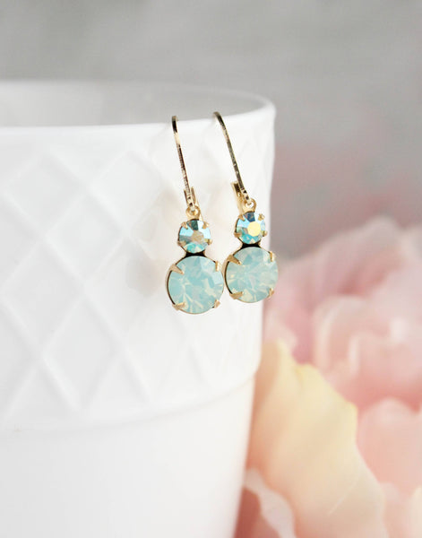 Small Earrings | Chrysolite Opal Glass   | Mint Earrings