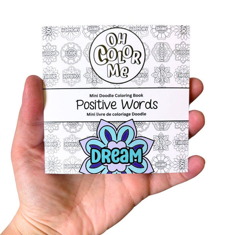 Mini Coloring Book Positive Words, 4"x4", Valentines Gift