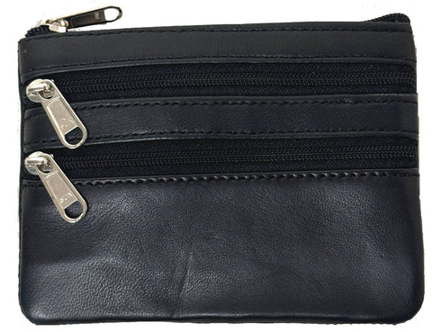Genuine Leather Zipper Unisex Change Purse