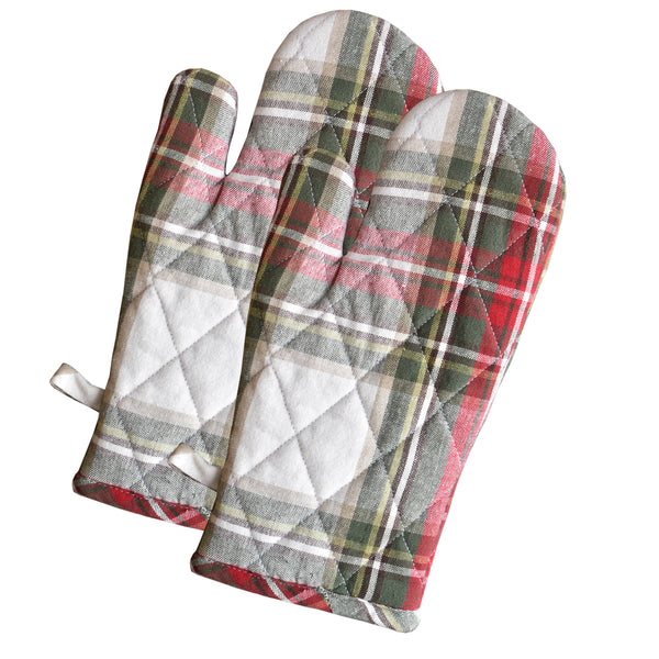 Fabstyles Christmas Celebration Plaid Oven Mitts (Set of 2)