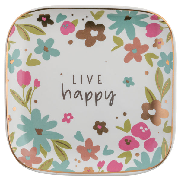 FLORA SQUARE TRINKET TRAY - LIVE HAPPY