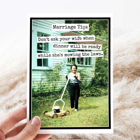 CARD. Marriage Tip. Funny Greeting Card. Anniversary.