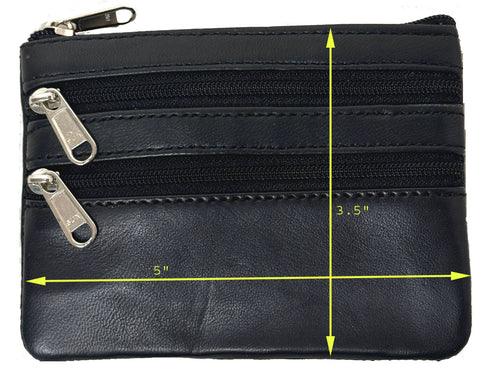 Genuine Leather Zipper Unisex Change Purse