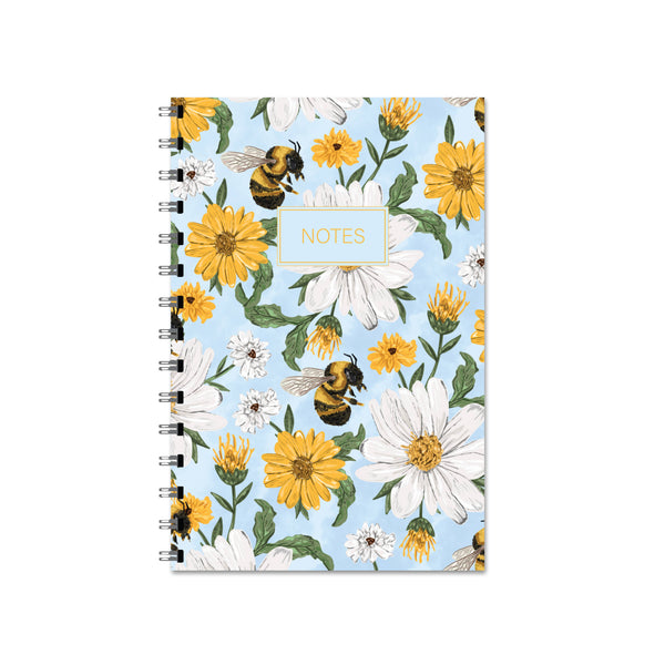 Blue Floral Honeybee Notebook