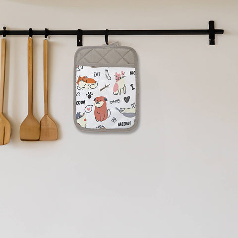 Pot Holder With Pocket Dog & Cat
