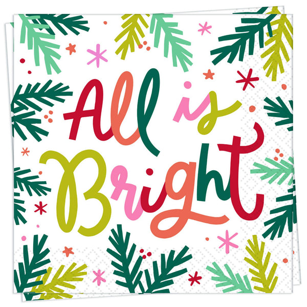 All Is Bright Cocktail Napkin