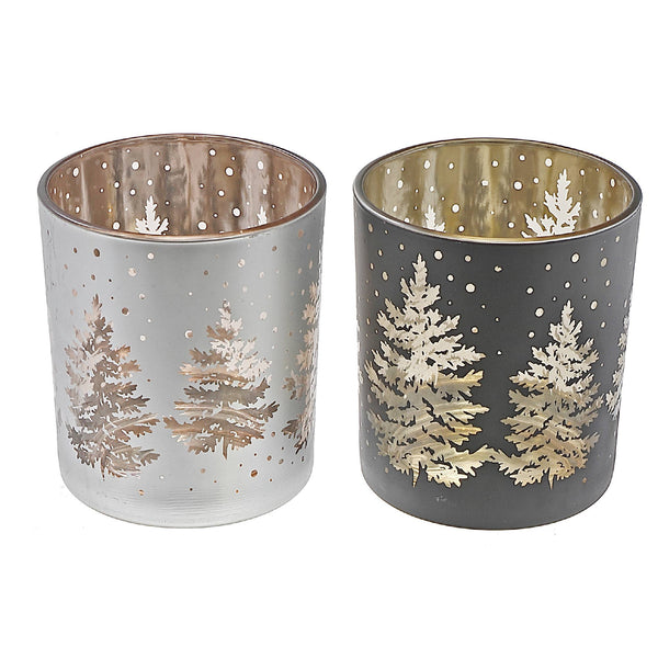 Glass Tealight Holders Silent Night Asstd