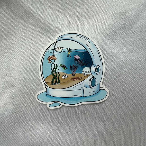 Helmet aquarium sticker