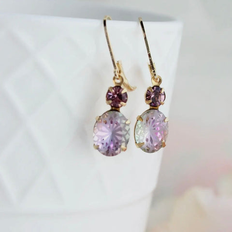 Etched Glass Drop Earrings | Aurora Iridescent Floral