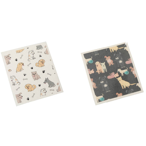 Swedish Dish Cloth Set Of 2 Doggy Friends Assorted