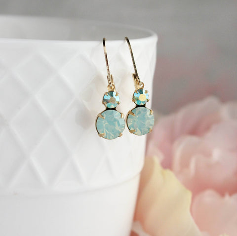 Small Earrings | Chrysolite Opal Glass   | Mint Earrings