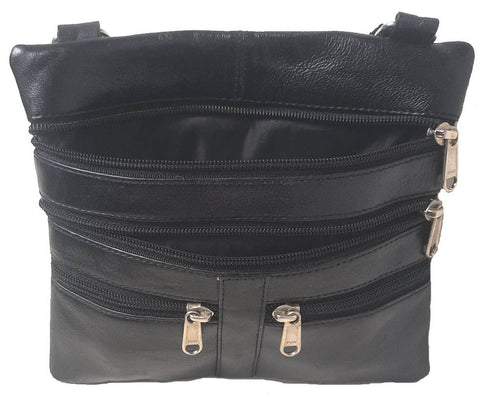 Genuine Lambskin Leather Women's Cross Body Bag BLACK