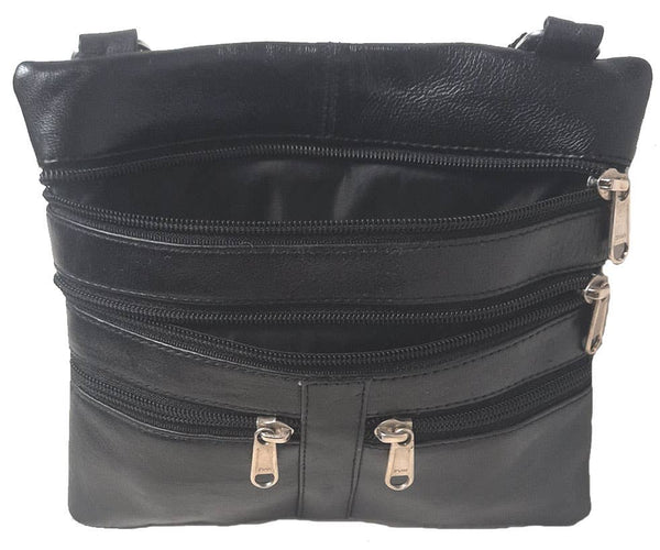Genuine Lambskin Leather Women's Cross Body Bag BLACK