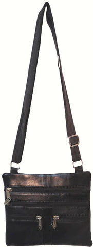 Genuine Lambskin Leather Women's Cross Body Bag BLACK