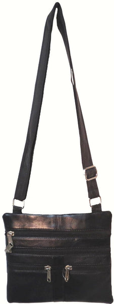 Genuine Lambskin Leather Women's Cross Body Bag BLACK