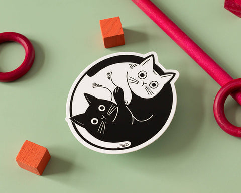 Yin Yang Cat Vinyl Sticker - cool cute cat