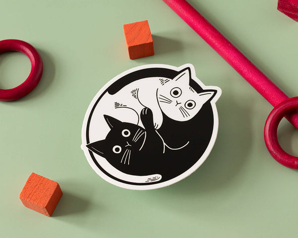 Yin Yang Cat Vinyl Sticker - cool cute cat