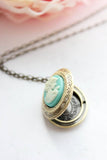 Cameo Necklace | Photo Locket Necklace | Aqua Lady Cameo 