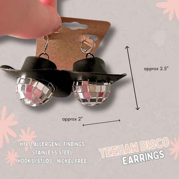 Yeehaw Discoball Earrings - Black