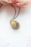 Cameo Photo Locket Necklace - Peach Rose 