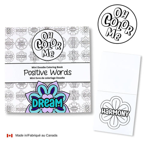 Mini Coloring Book Positive Words, 4"x4", Valentines Gift