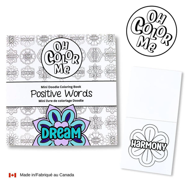 Mini Coloring Book Positive Words, 4"x4", Valentines Gift
