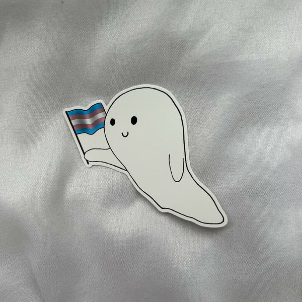 Trans flag ghost sticker